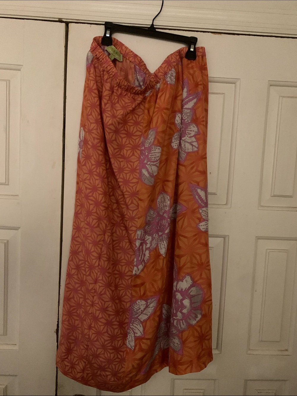 Sigrid Olsen Orange Floral Skirt Sarong with Pink Accents